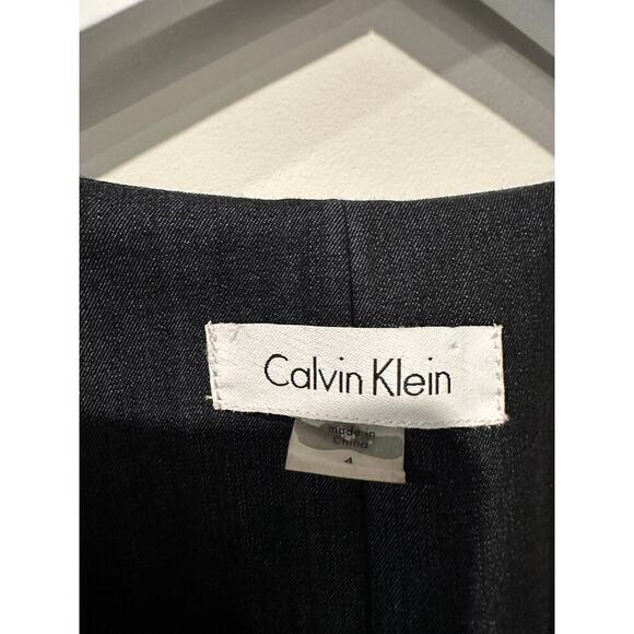 Calvin Klein Size 4 Collar Knee Length Wrap Dress Gray Workwear Office Collared - Picture 6 of 12